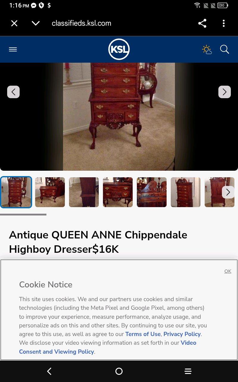 Antique Queen Ann Chippendale Highboy dresser