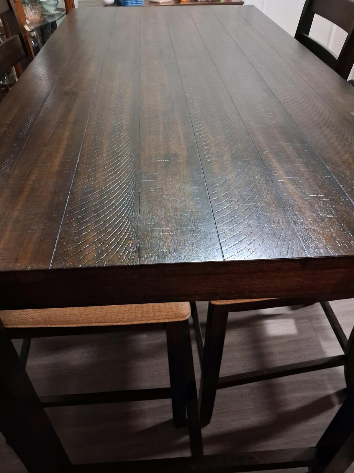 Beautiful Dark Wood Barstool Dining Table Set