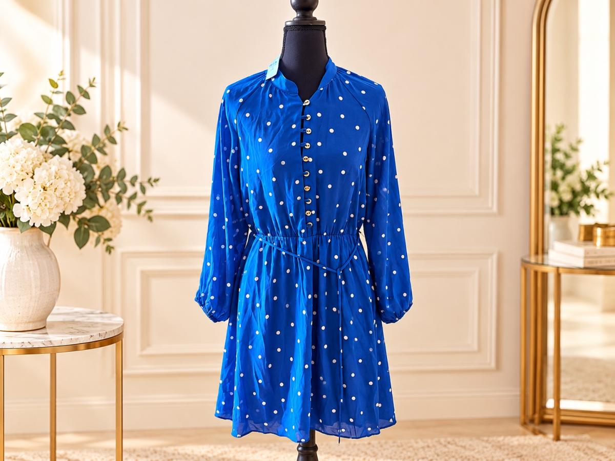 Ann Taylor Womens Blue Polka Dot