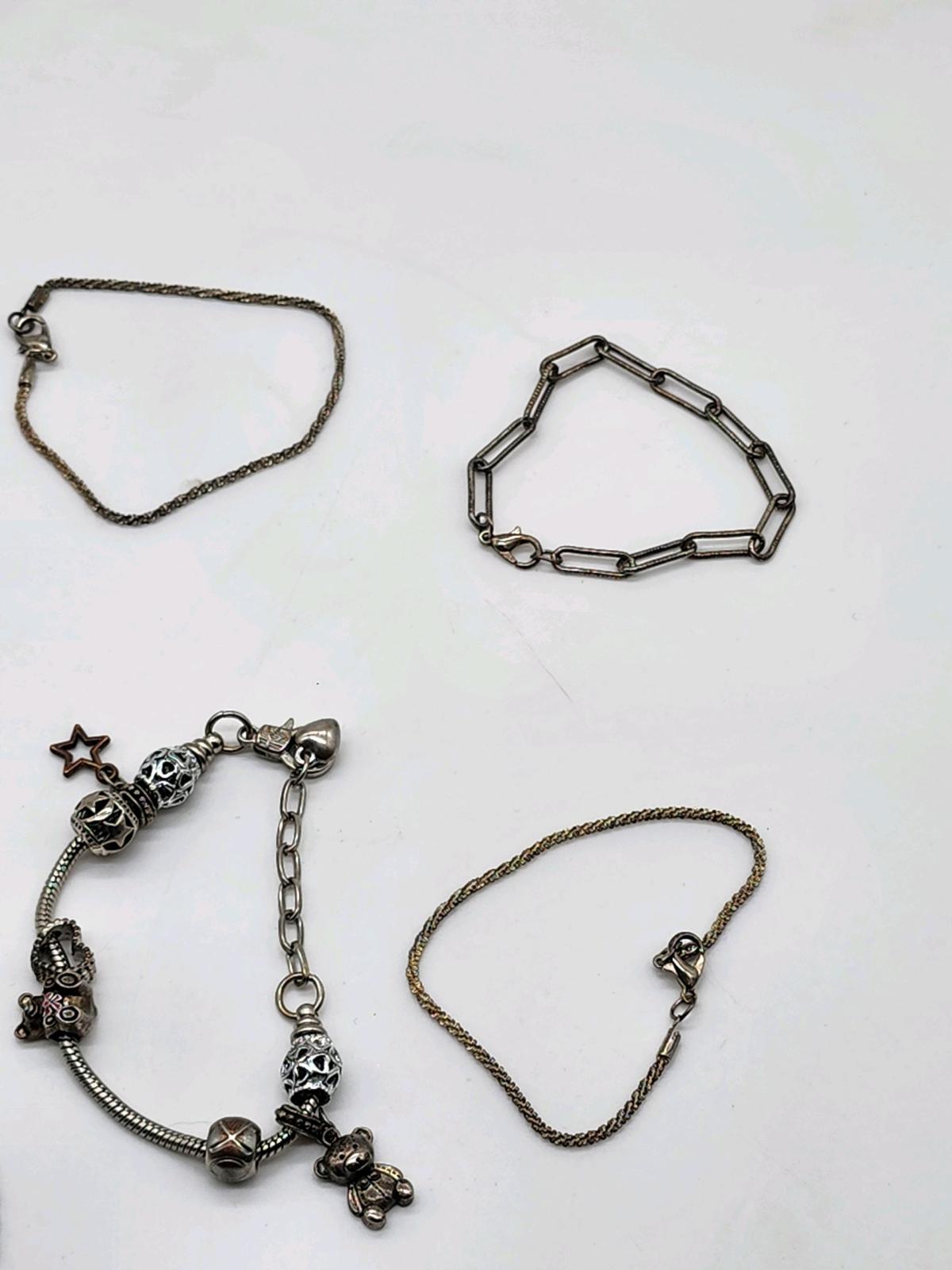mixed lot of silver Tone bracelets 9pc