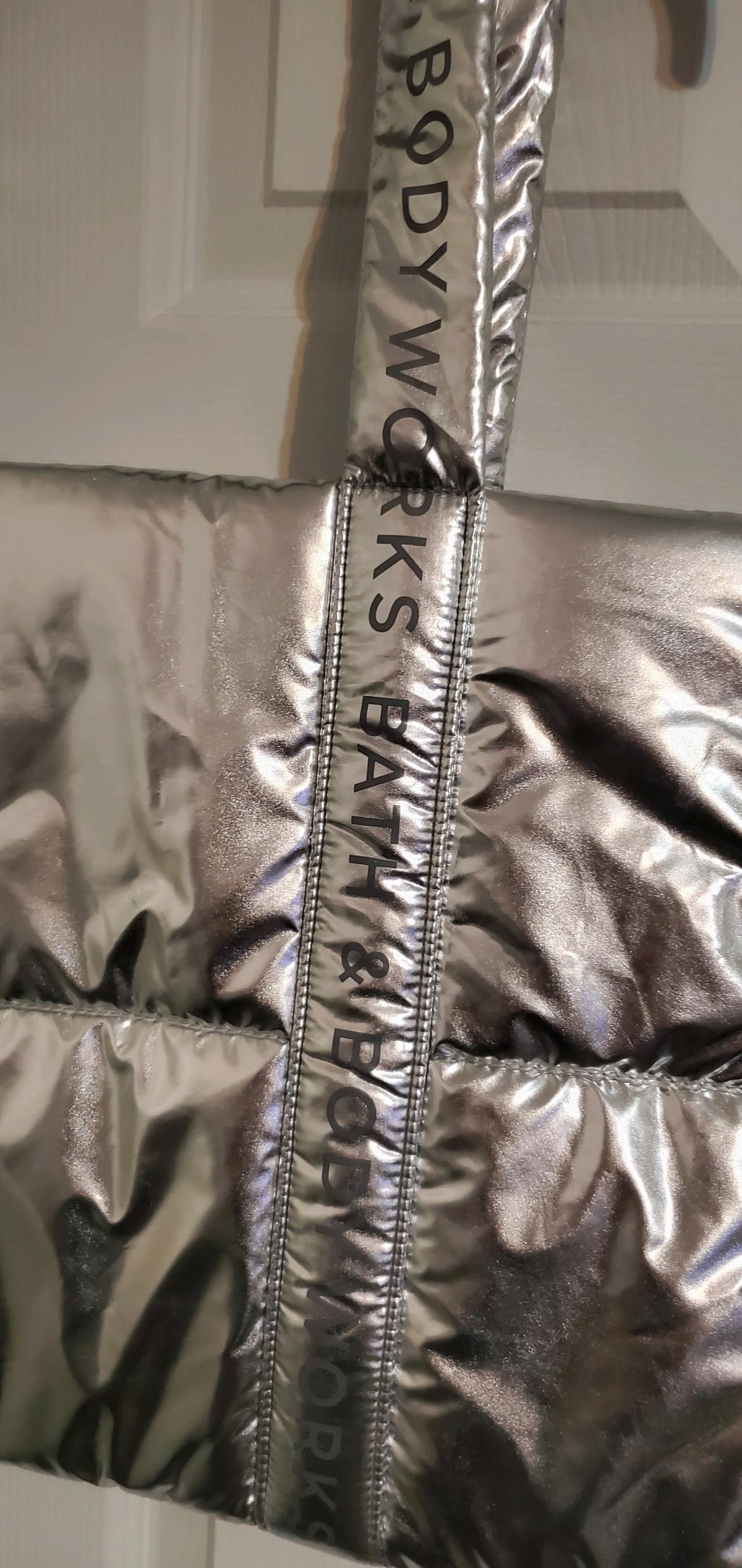 Bath  Body Works Silver Puffer Tote Bag