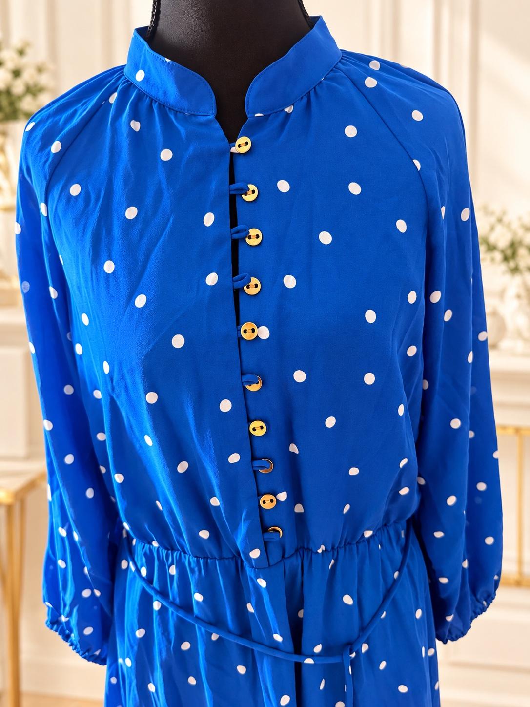 Ann Taylor Womens Blue Polka Dot