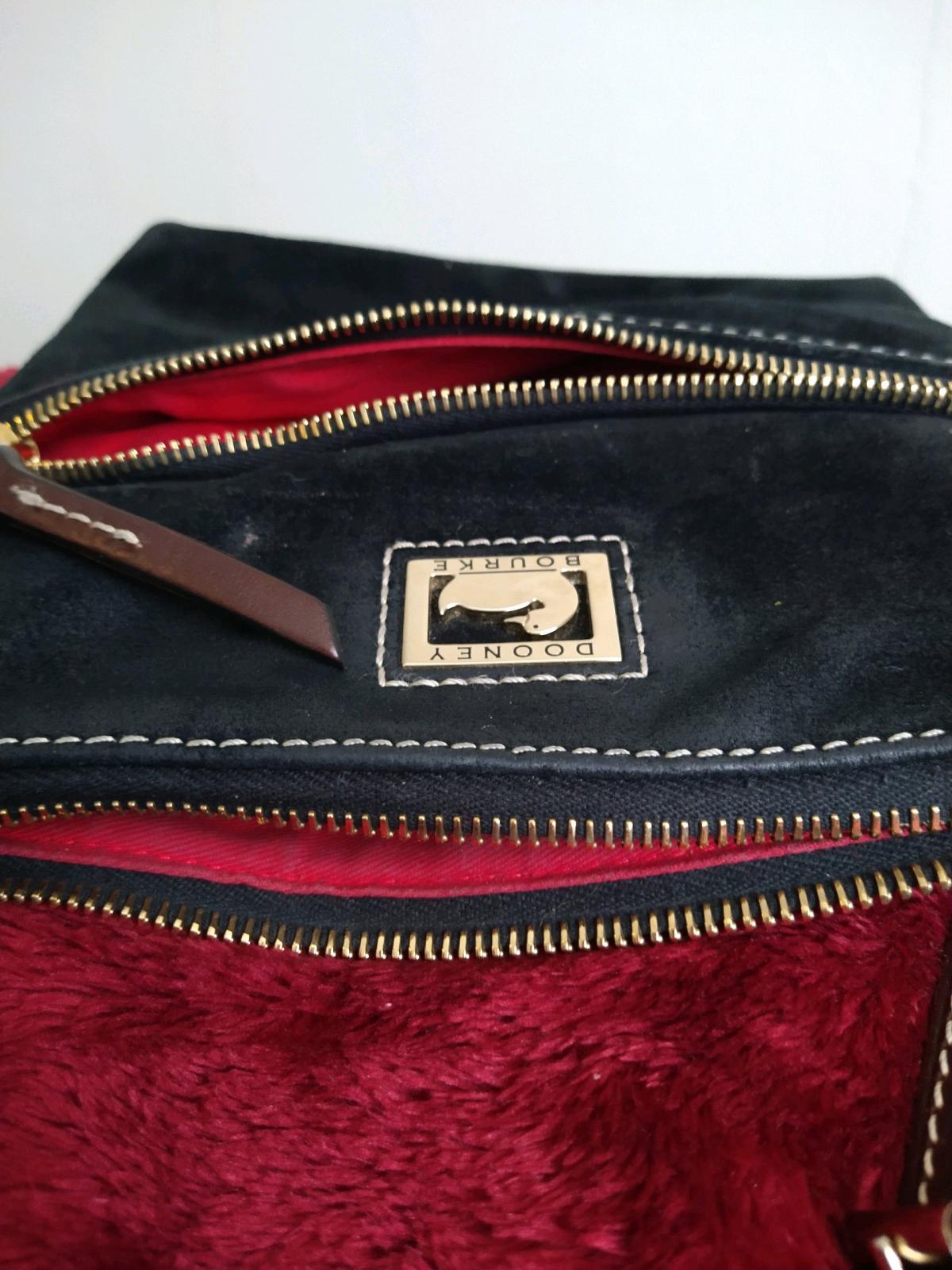 Dooney Bourke Black Suede Leather crossbody bag Red Interior