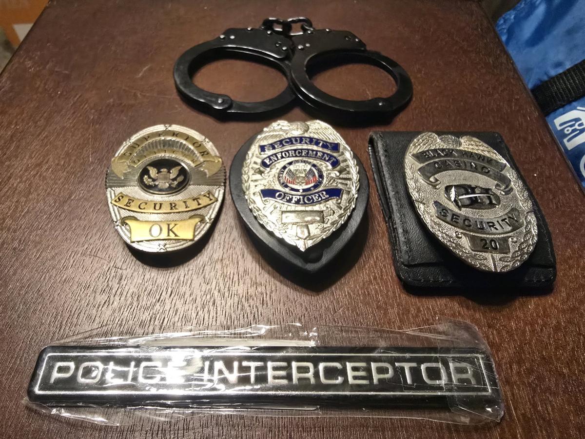 Security Officer Badges Handcuffs  Car Emblem Bundle