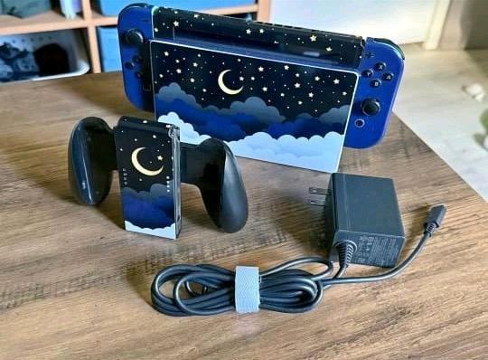 Nintendo Switch Console Dock JoyCons Custom Celestial Skin