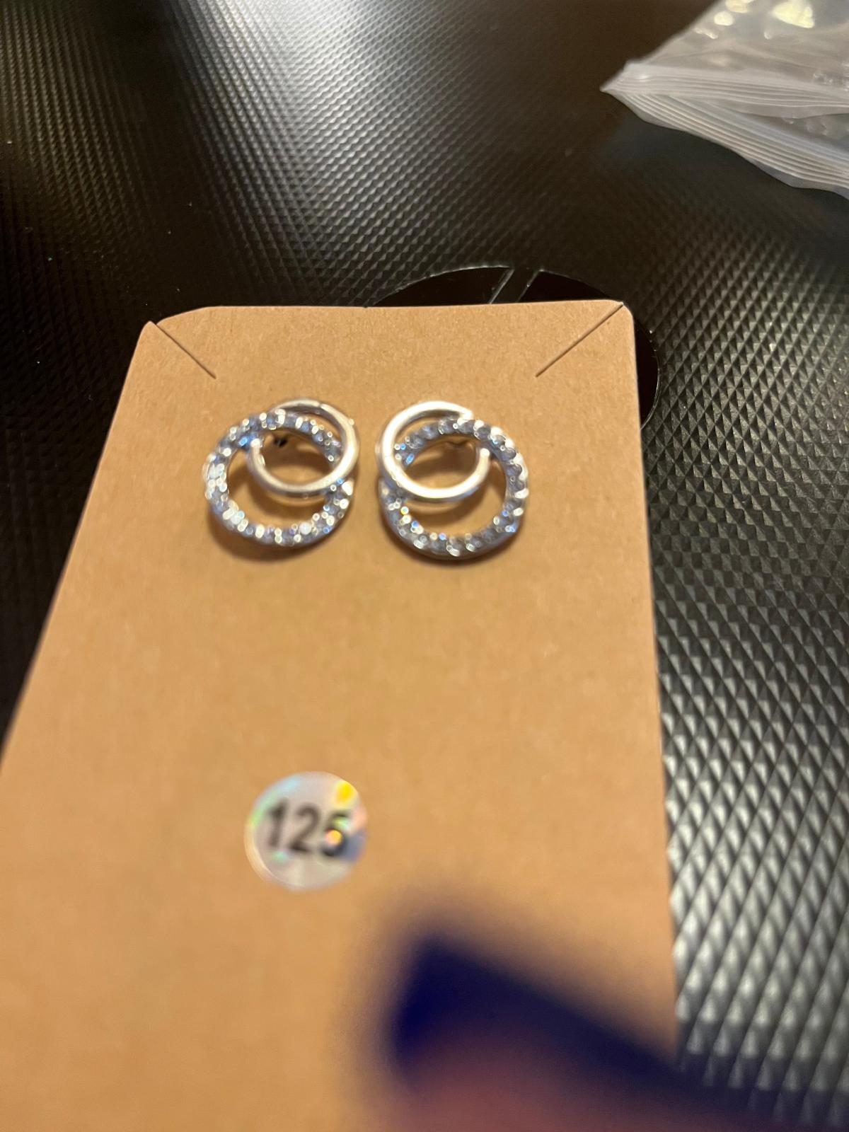 Double Hoop Rhinestone Post Earrings