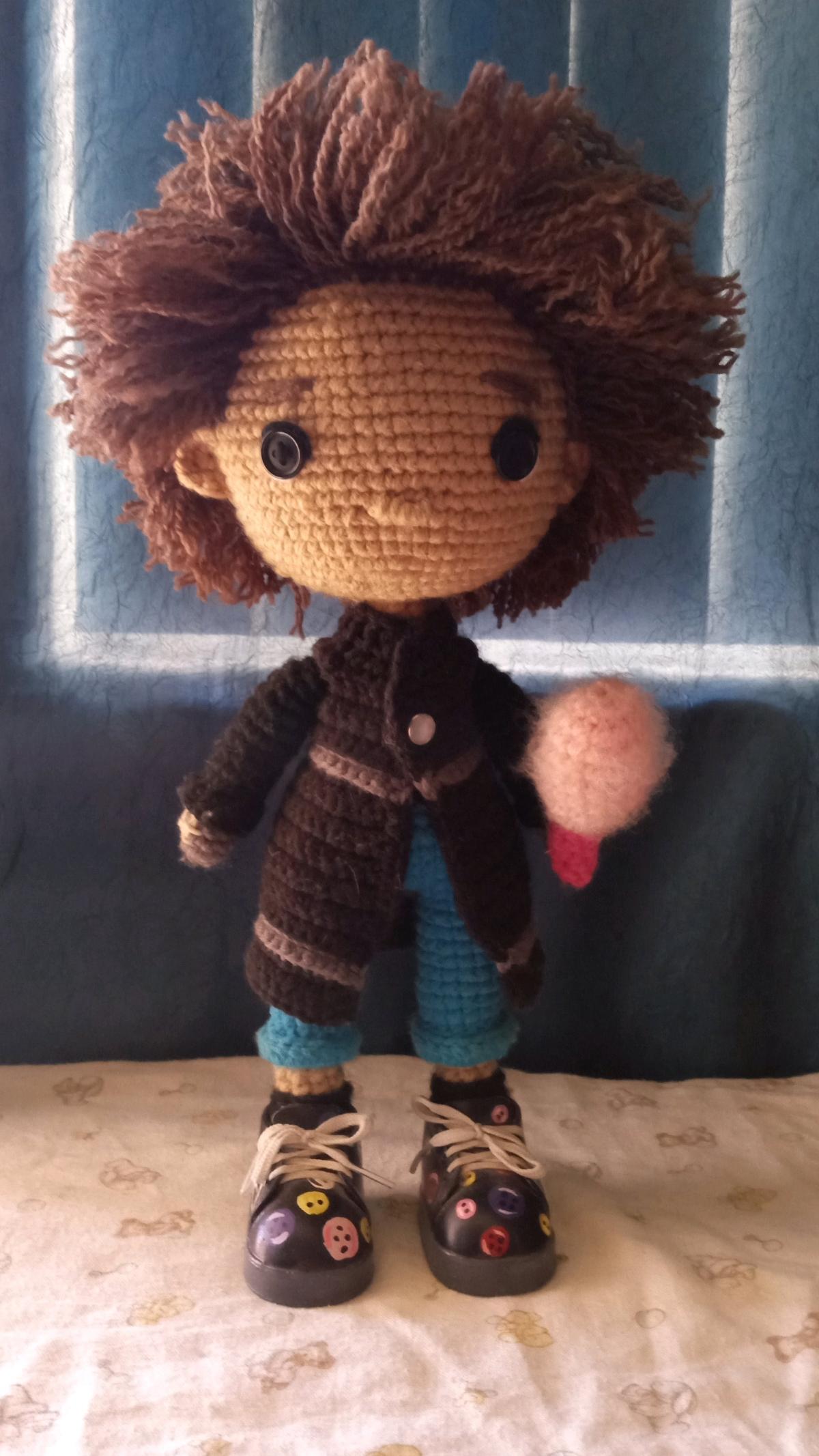 Handmade Crochet Wybie Doll from Coraline