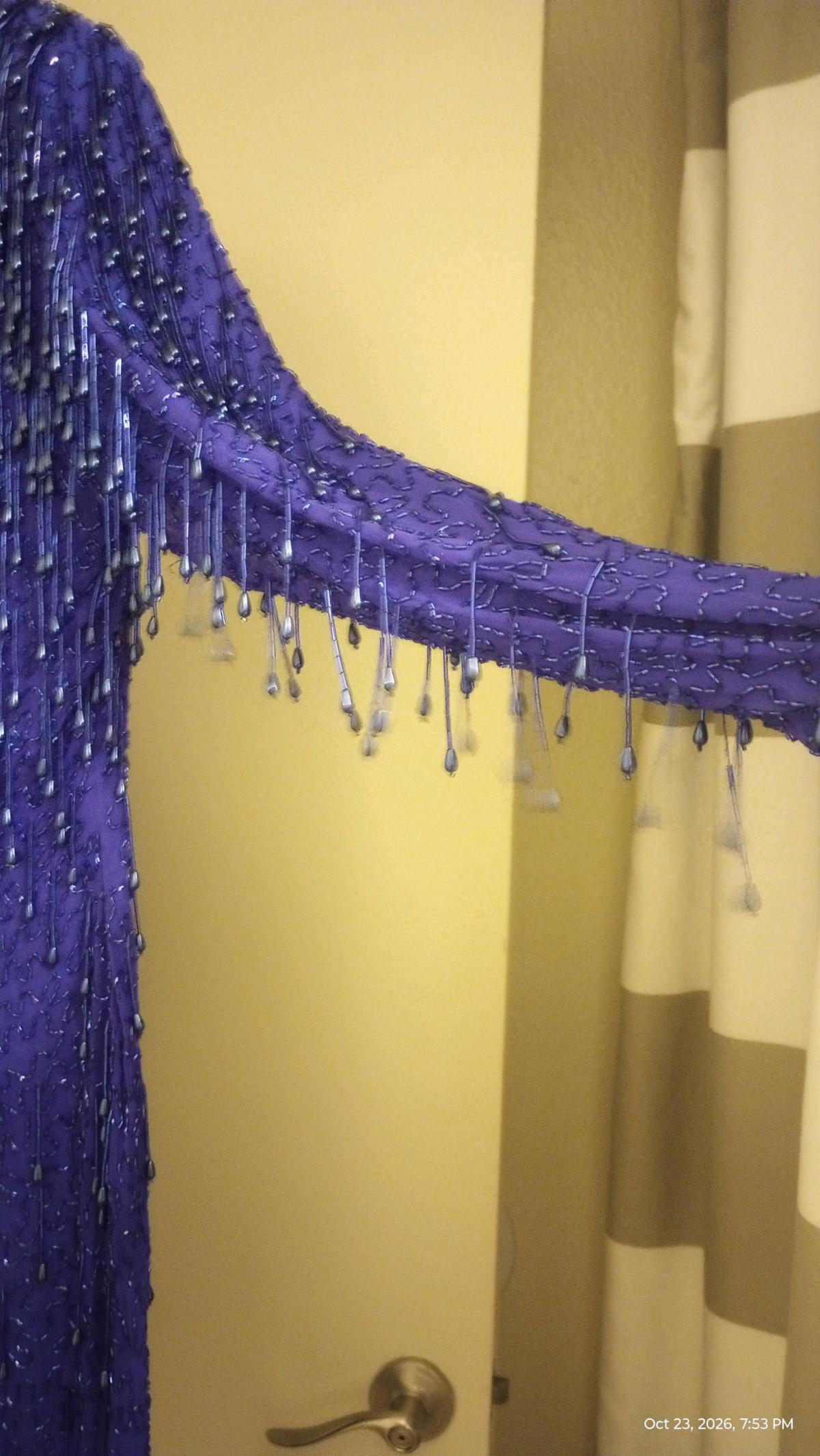 Royal Blue Sik and Rayon Beaded Gatsby Dress