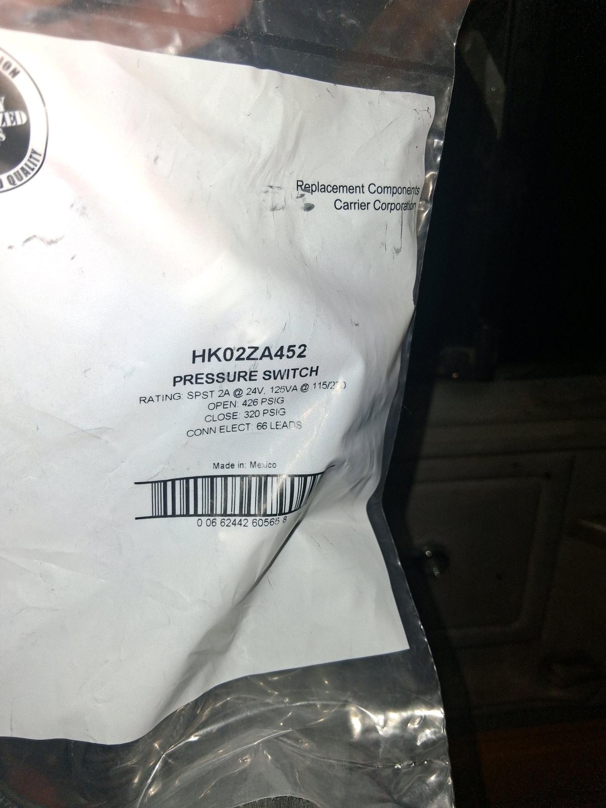 Carrier HK02ZA452 Pressure Switch