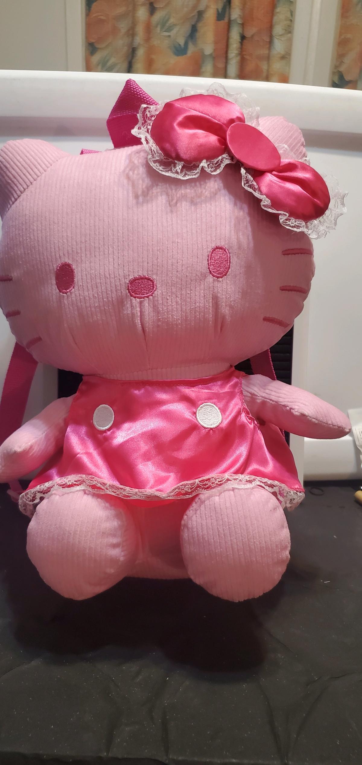 Hello Kitty Pink Plush Backpack  Cute Satin Dress  New Witho