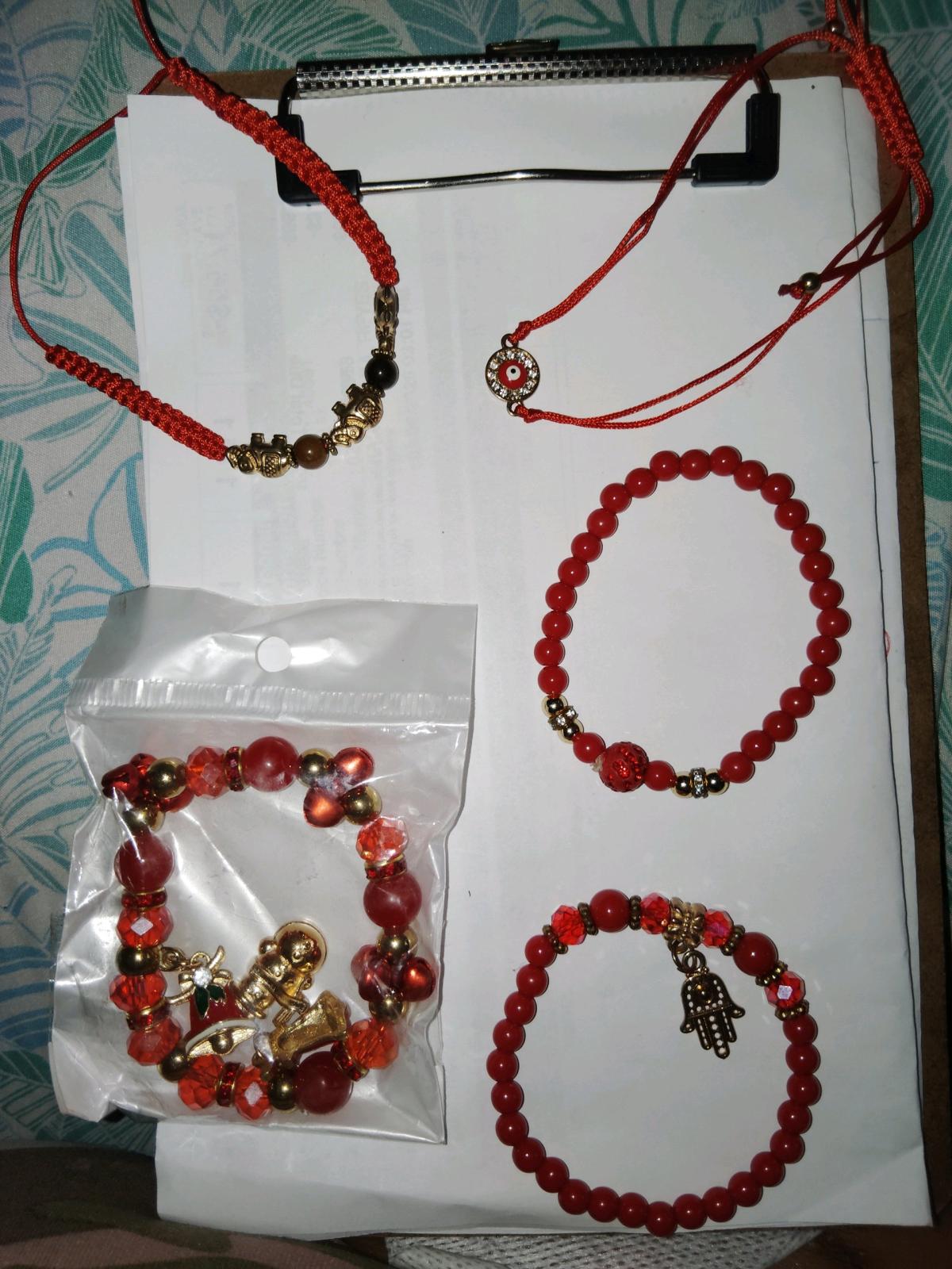 Womens Red Bracelets with charms