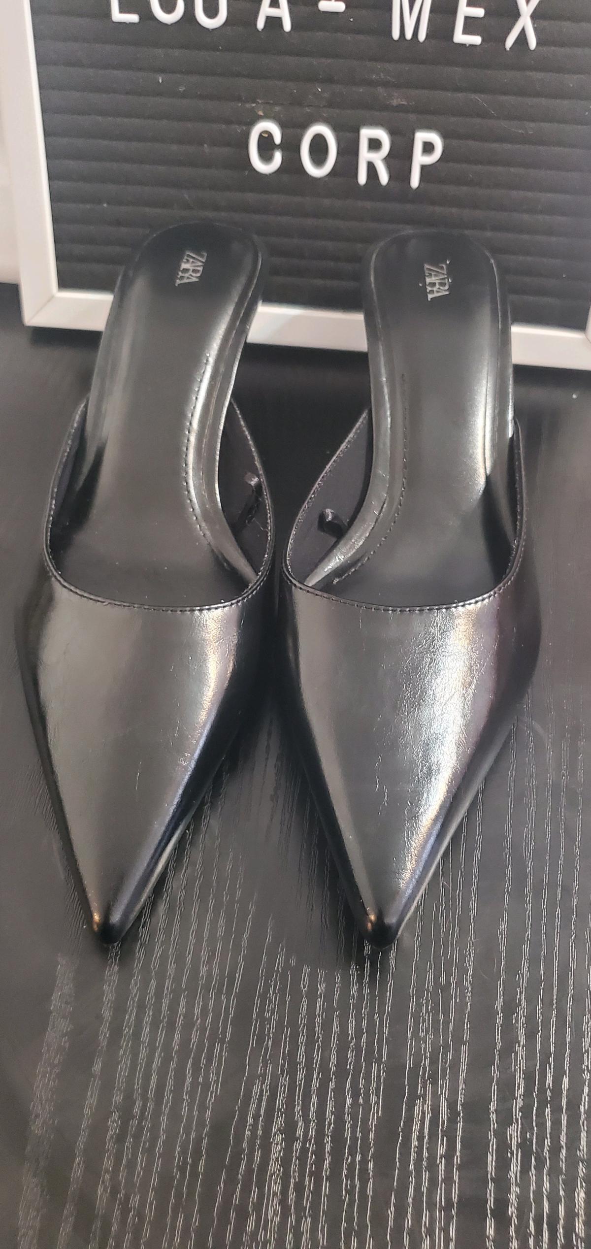 Zara Black Pointed Mules