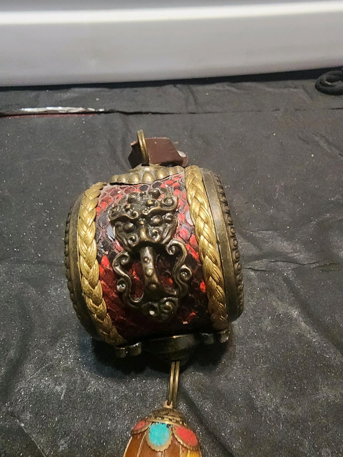 An ornate ethnic orHimalayanstyle barrel pendantfocal bead r