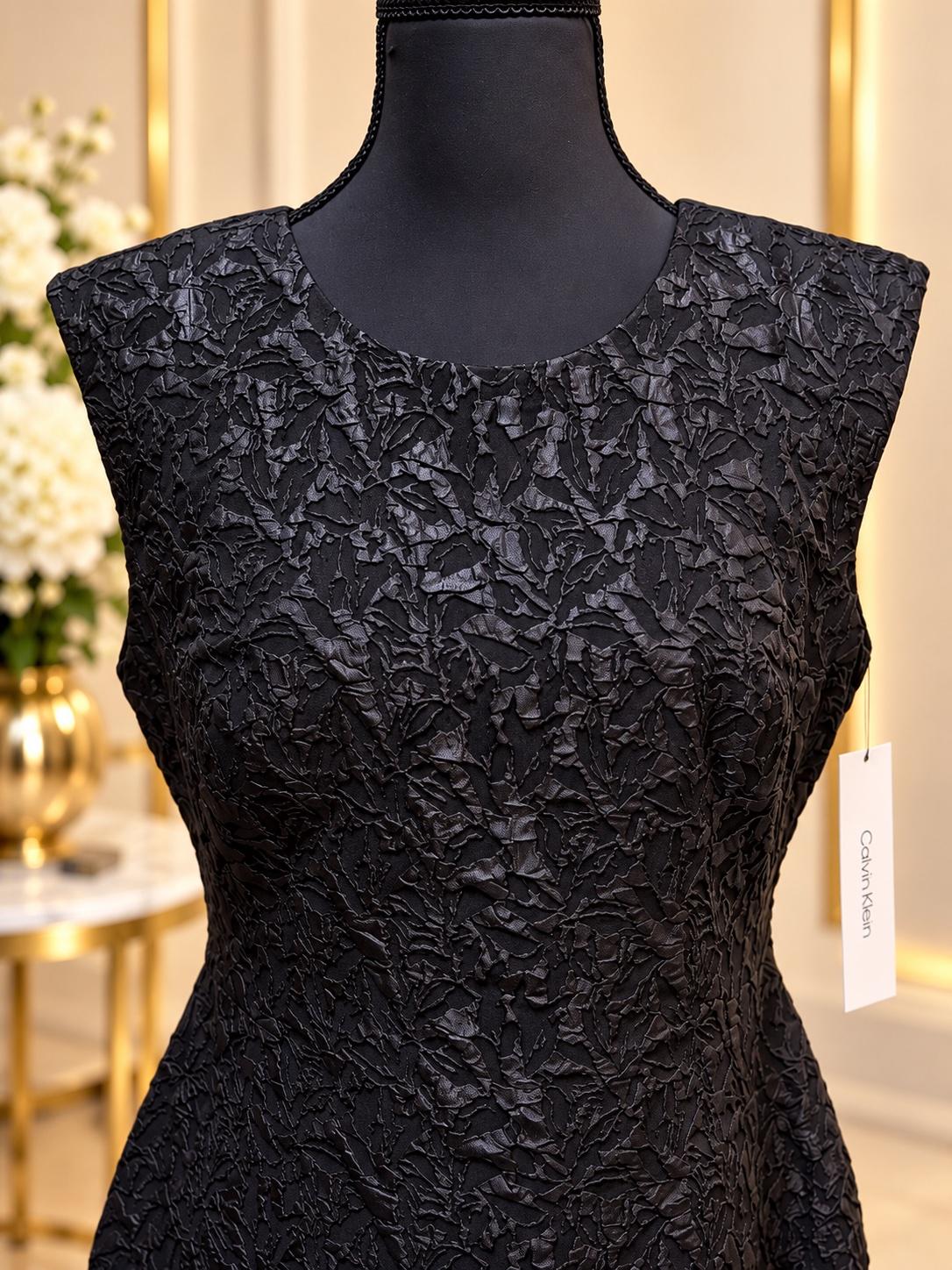 Calvin Klein Womens Black Floral Jacquard Sheath Dress  Size