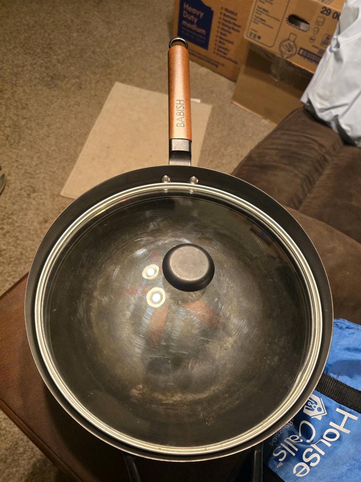 Babish 13 Carbon Steel Wok with Glass Lid