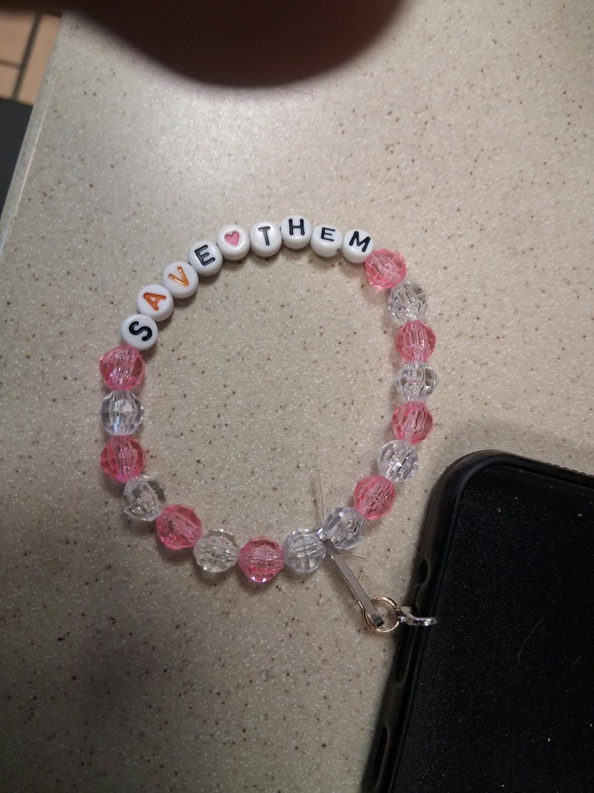 breast cancer awareness save them phone bracelet
