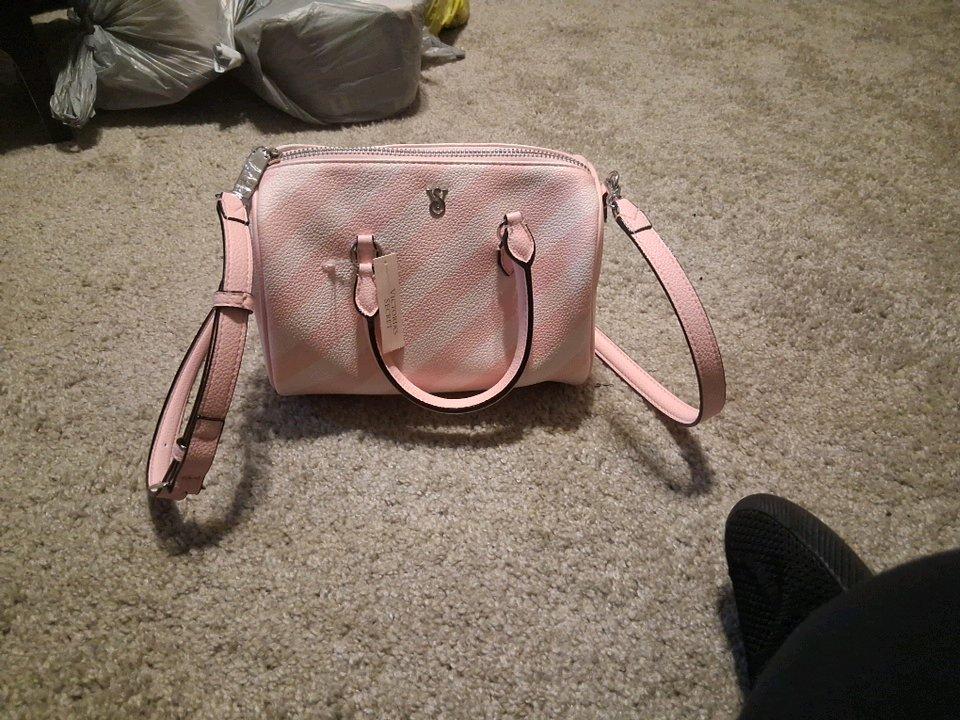 Complete Victorias Secret Pink Stripe Set Duffle Bag Wallet