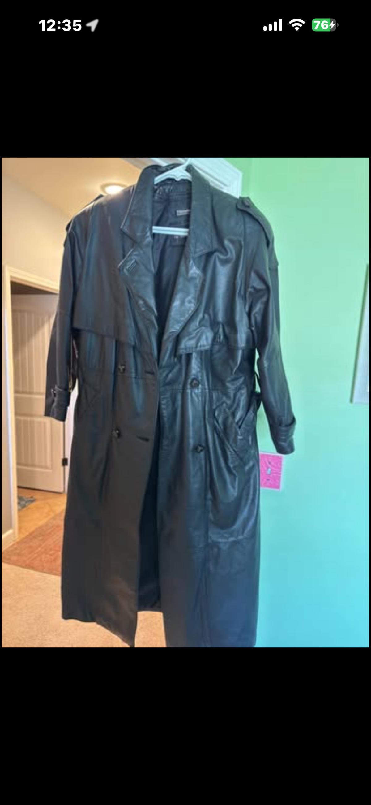 leather trench with thinsulate insert
