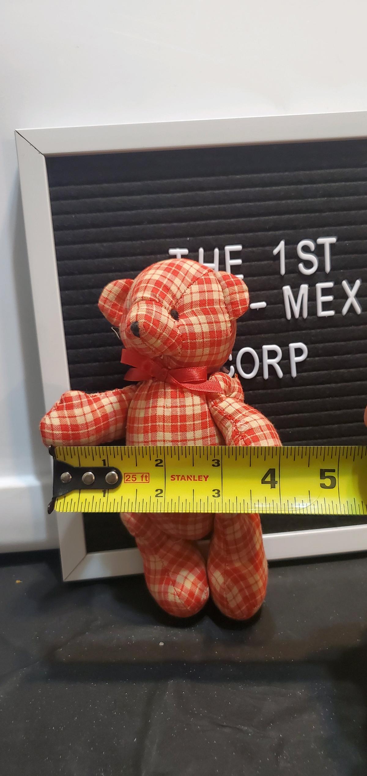 red and white checkered teddy bear
