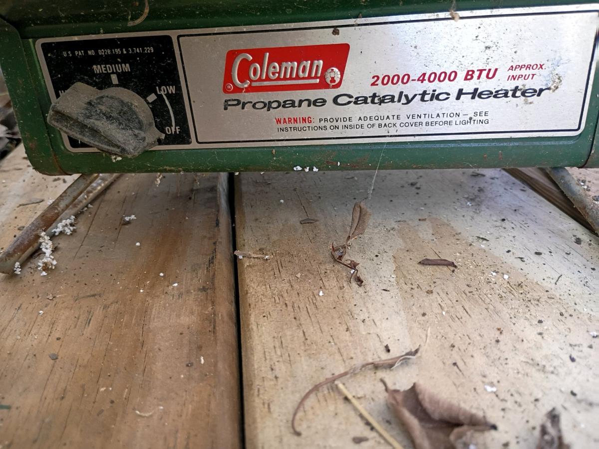 A Green Coleman Propane Heater