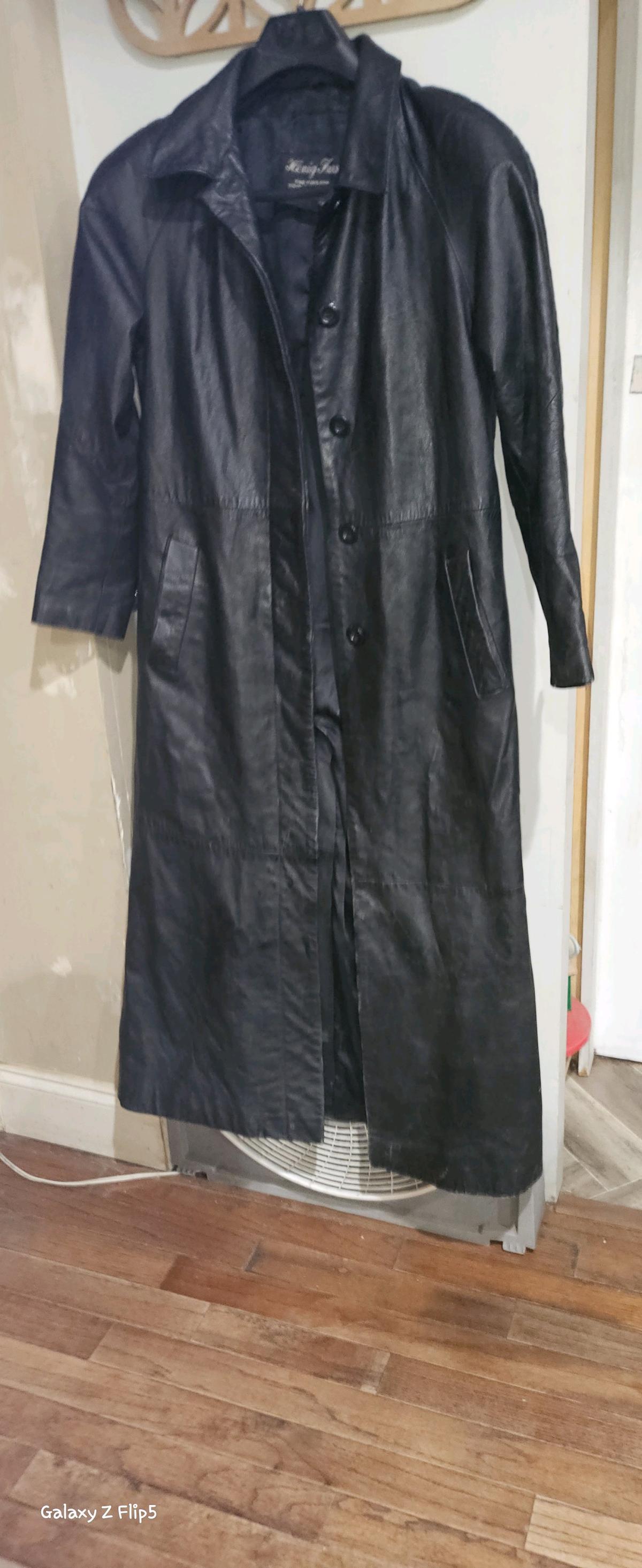 Leather trench coat