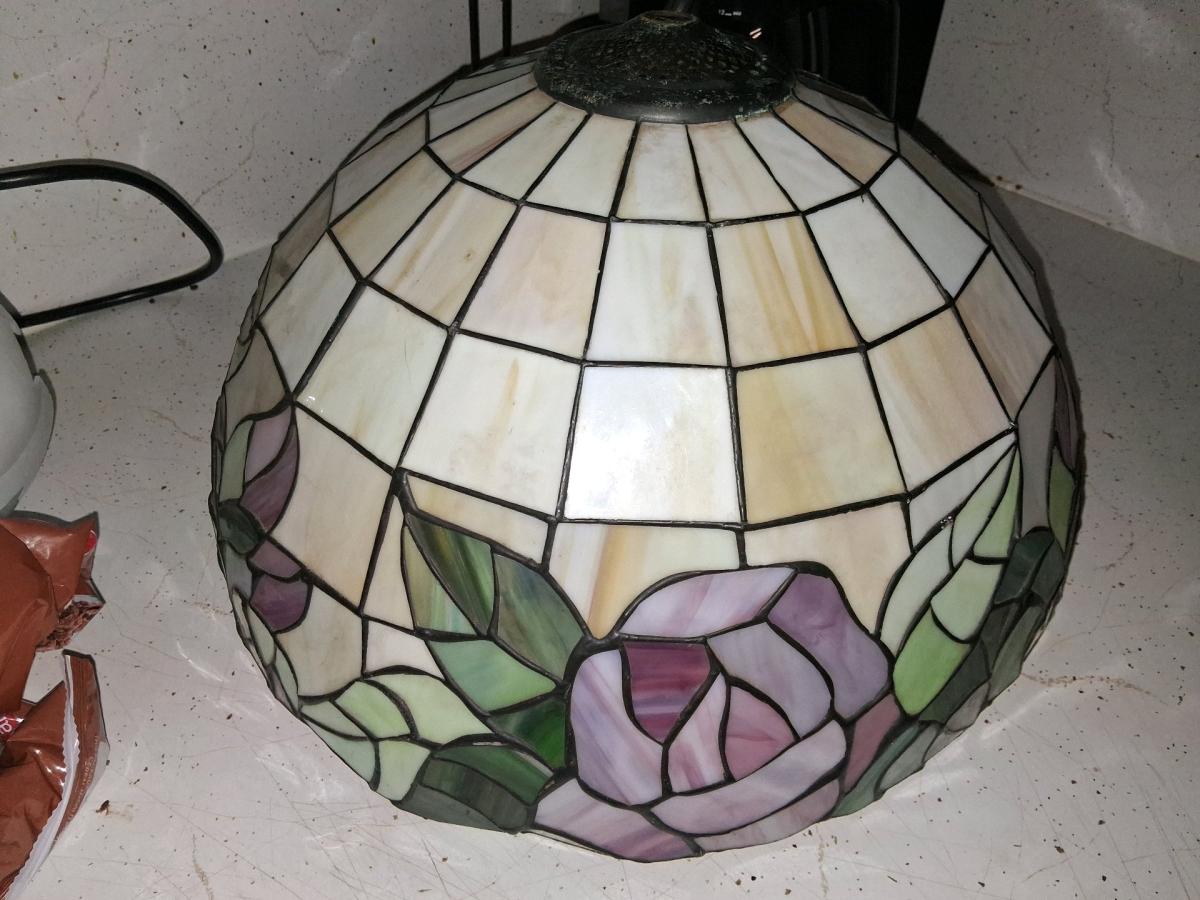 Crystal  and old stained glass lamp shades