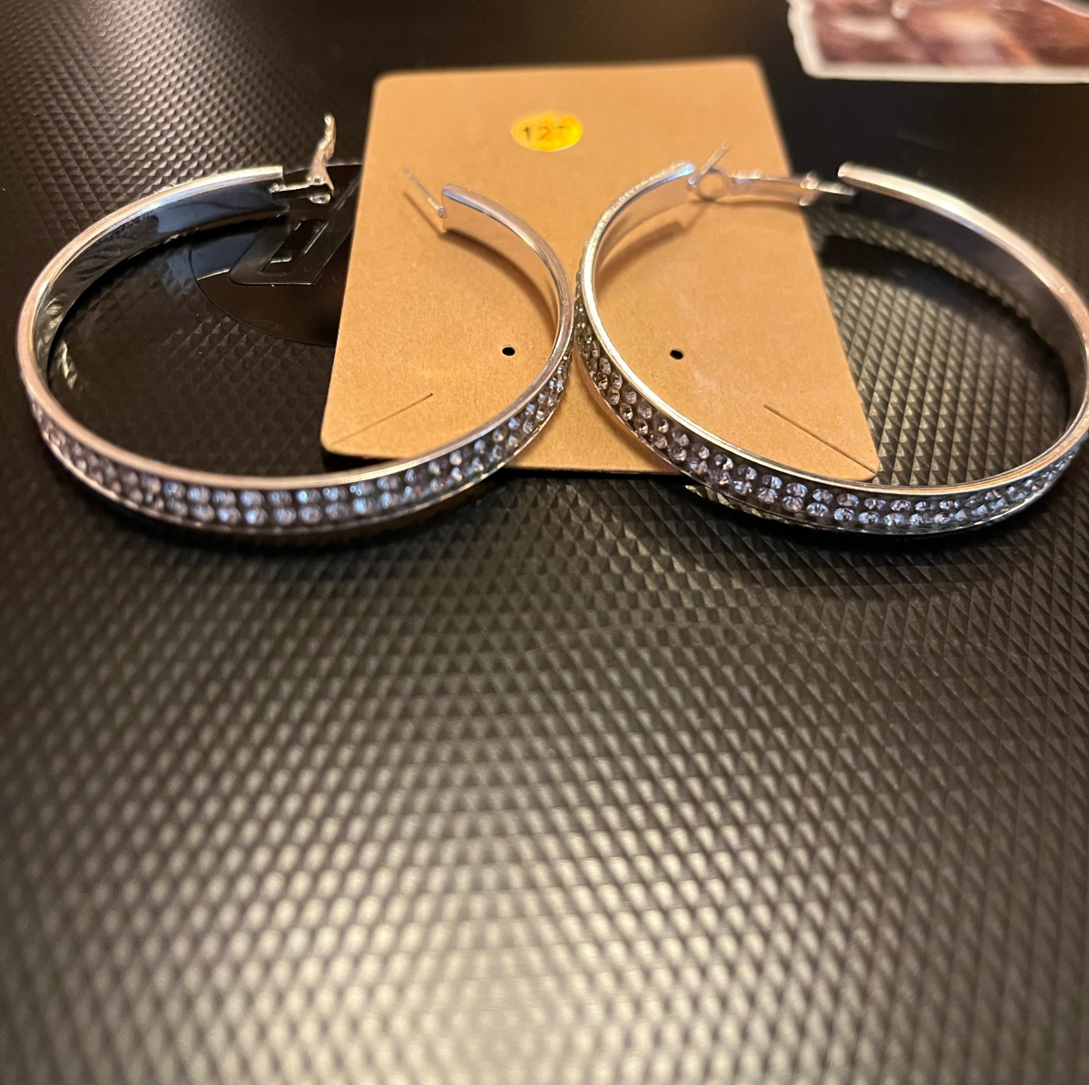 Silver Tone Double Rhinestone Hoops