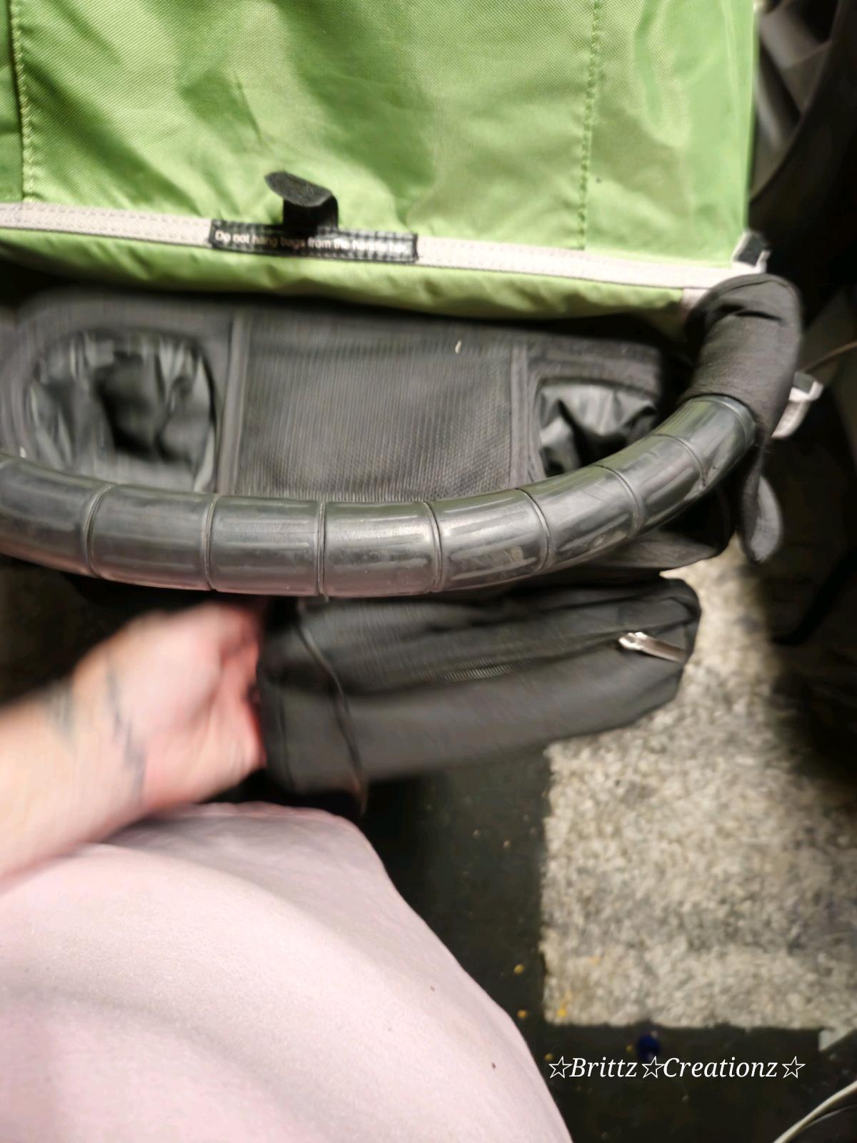 Lime green baby CIty Mini Stroller with add on organizer