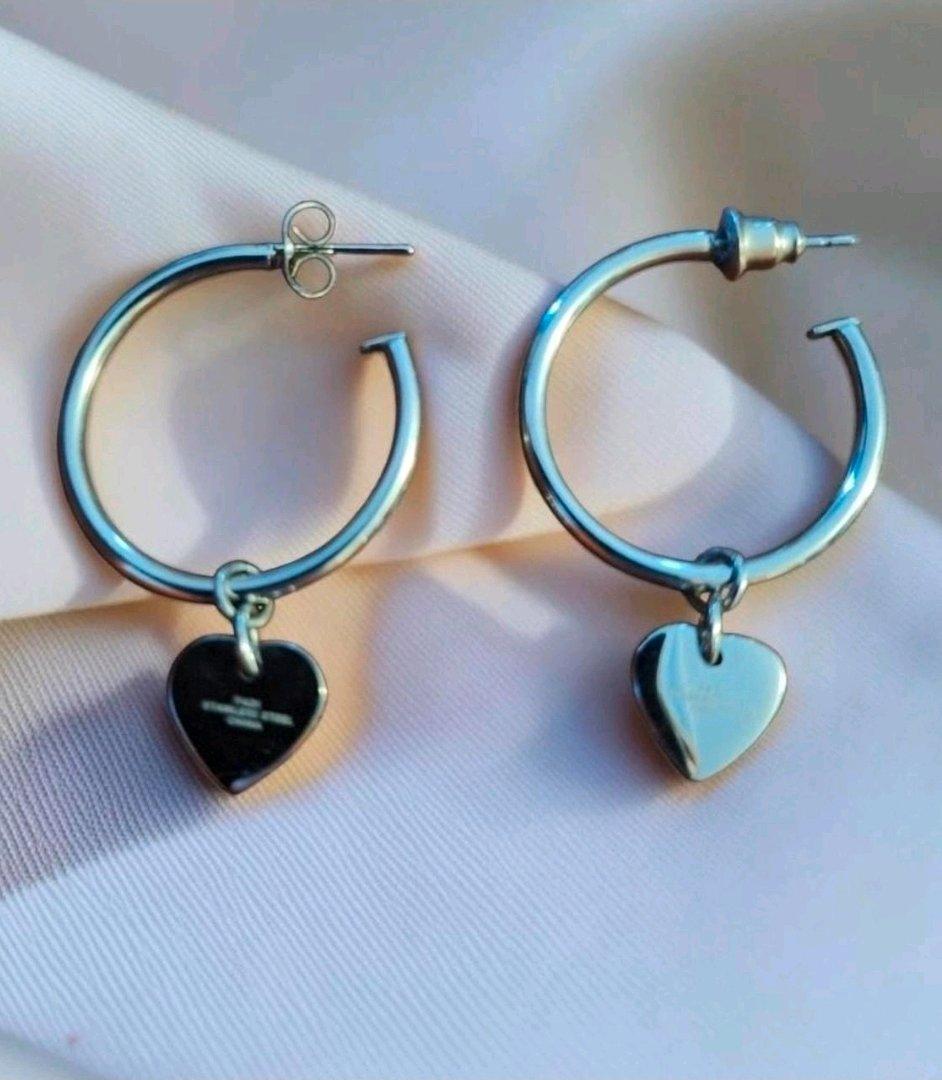 Stainless Steel Silver Hoops whearts