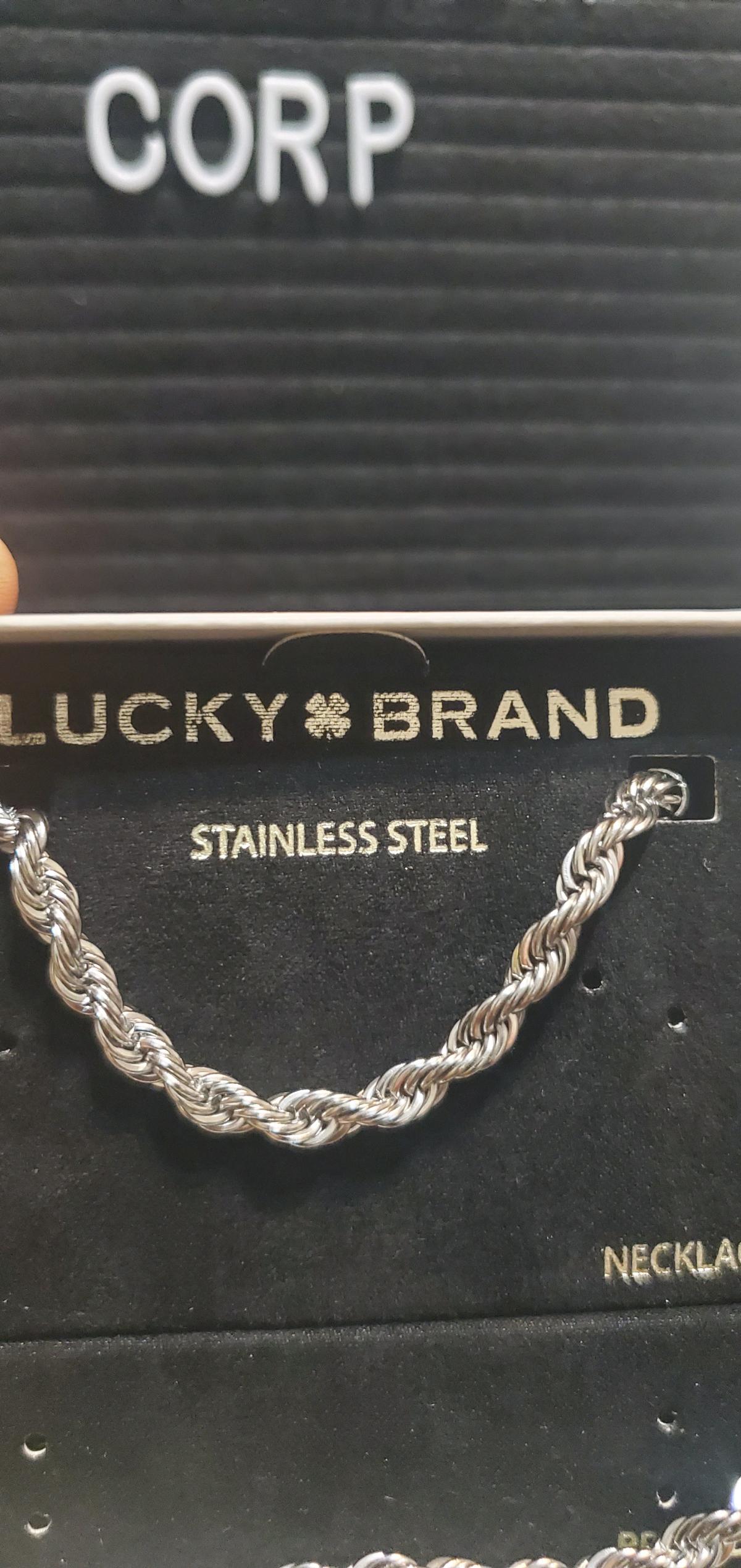 Lucky Brand Stainless Steel 304L 5MM Rope Chain Necklace 22
