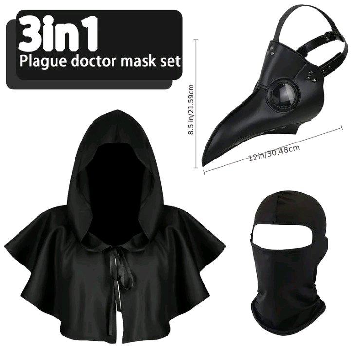 3in1 Plague Doctor Mask Costume