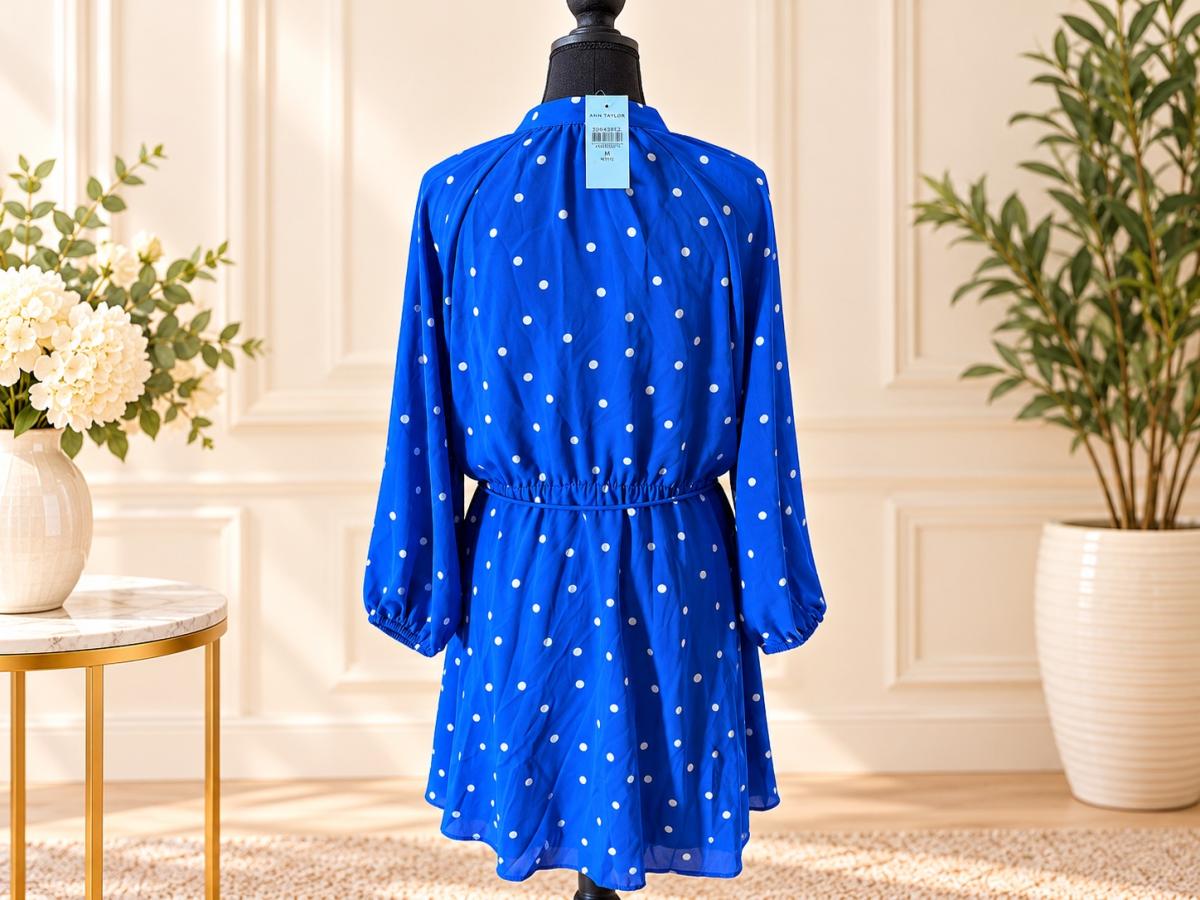 Ann Taylor Womens Blue Polka Dot