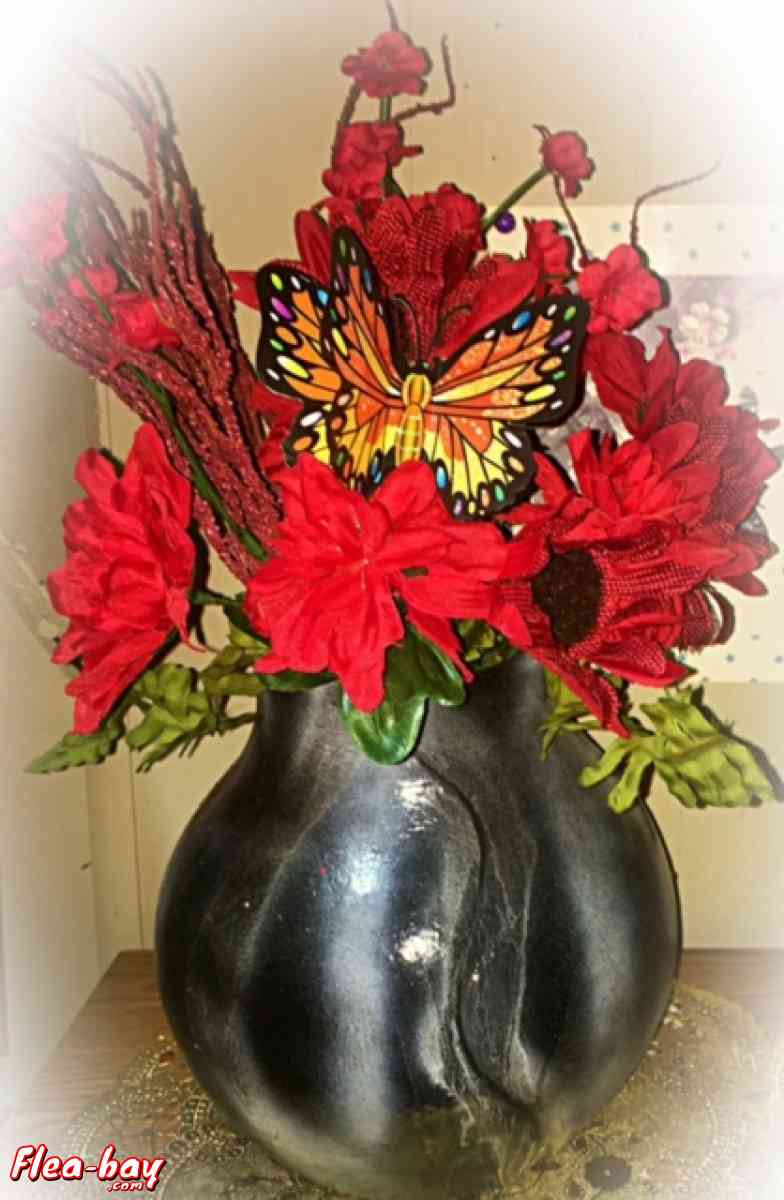 handpainted marble style vase with arrangement