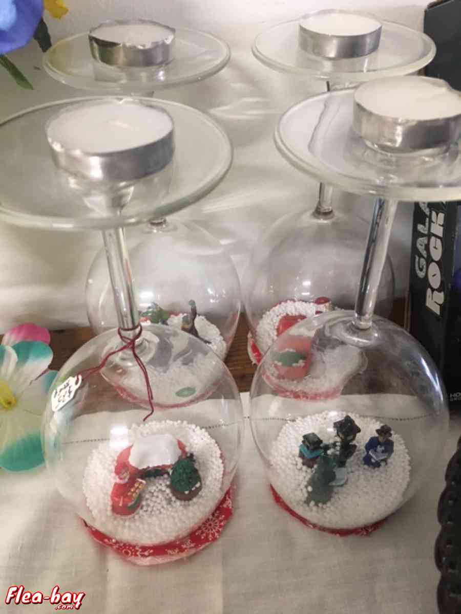 set of 4 snowglobe candle holders
