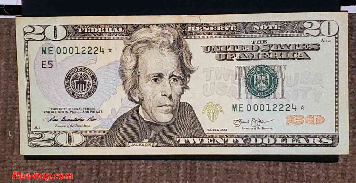 2013 US Currency $20 Bill.Fancy Serial Number Star Note.