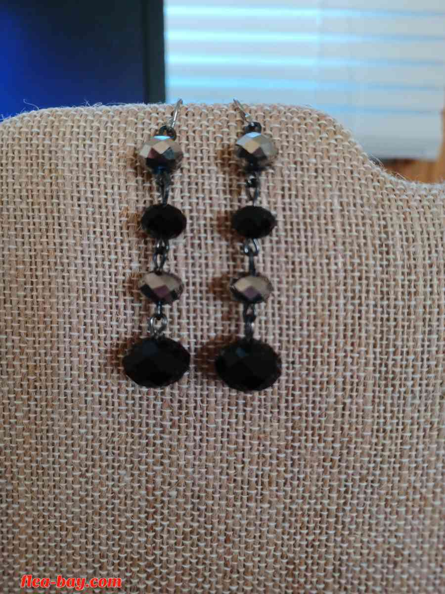 Black grey earrings