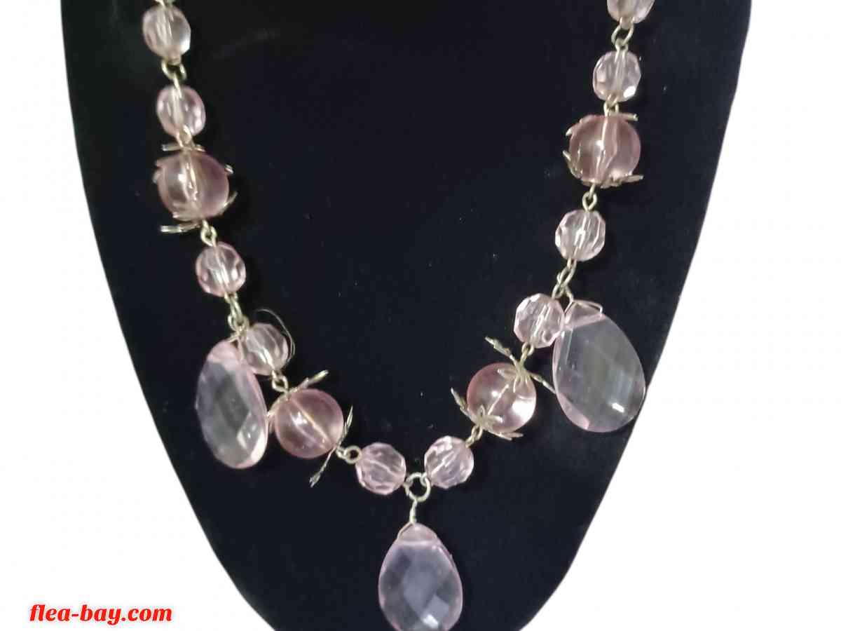 Pink clear necklace