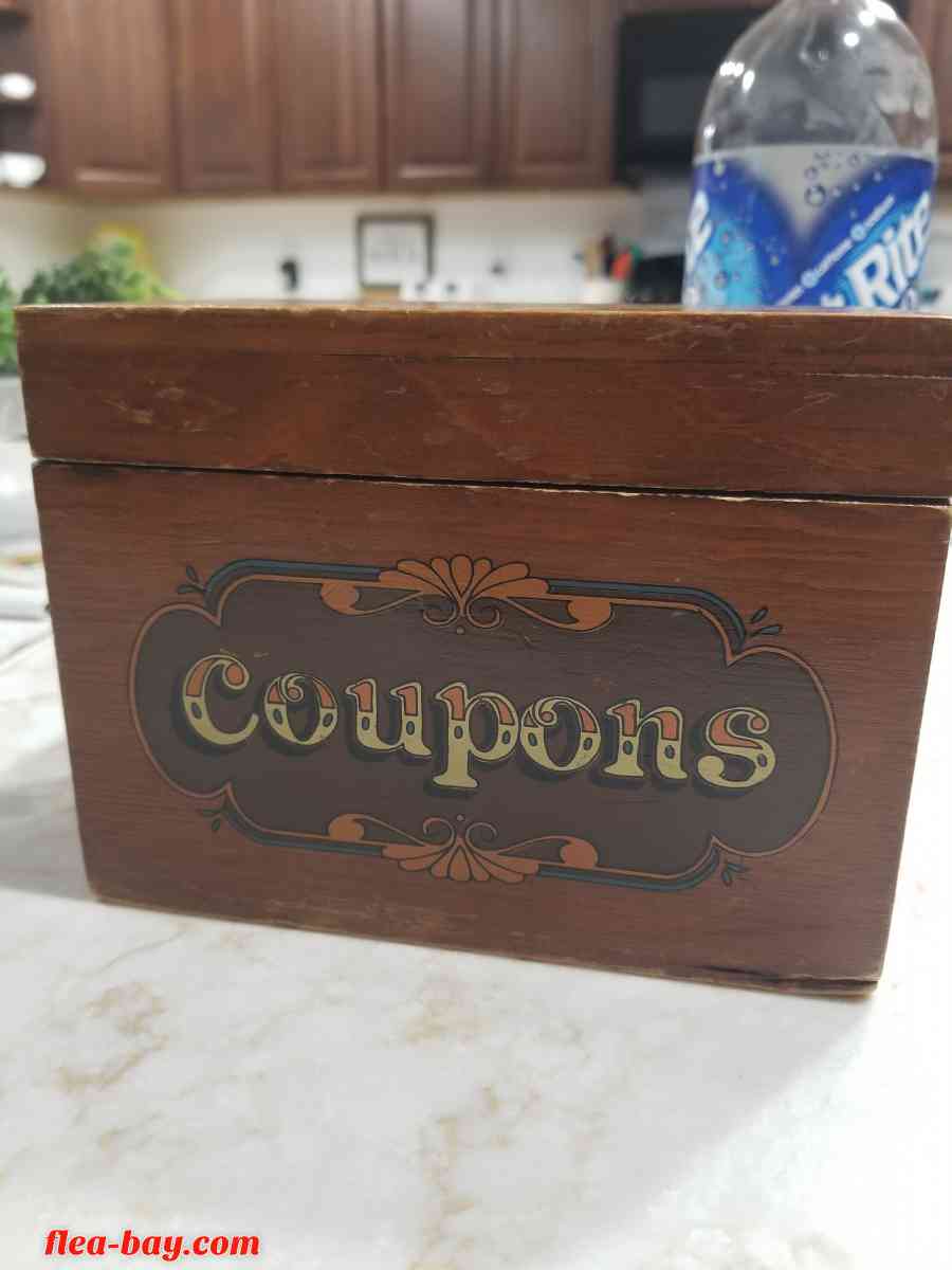 Vintage Wood Coupons Box 6.75" Long  x5.25" Tall x 4" Wide