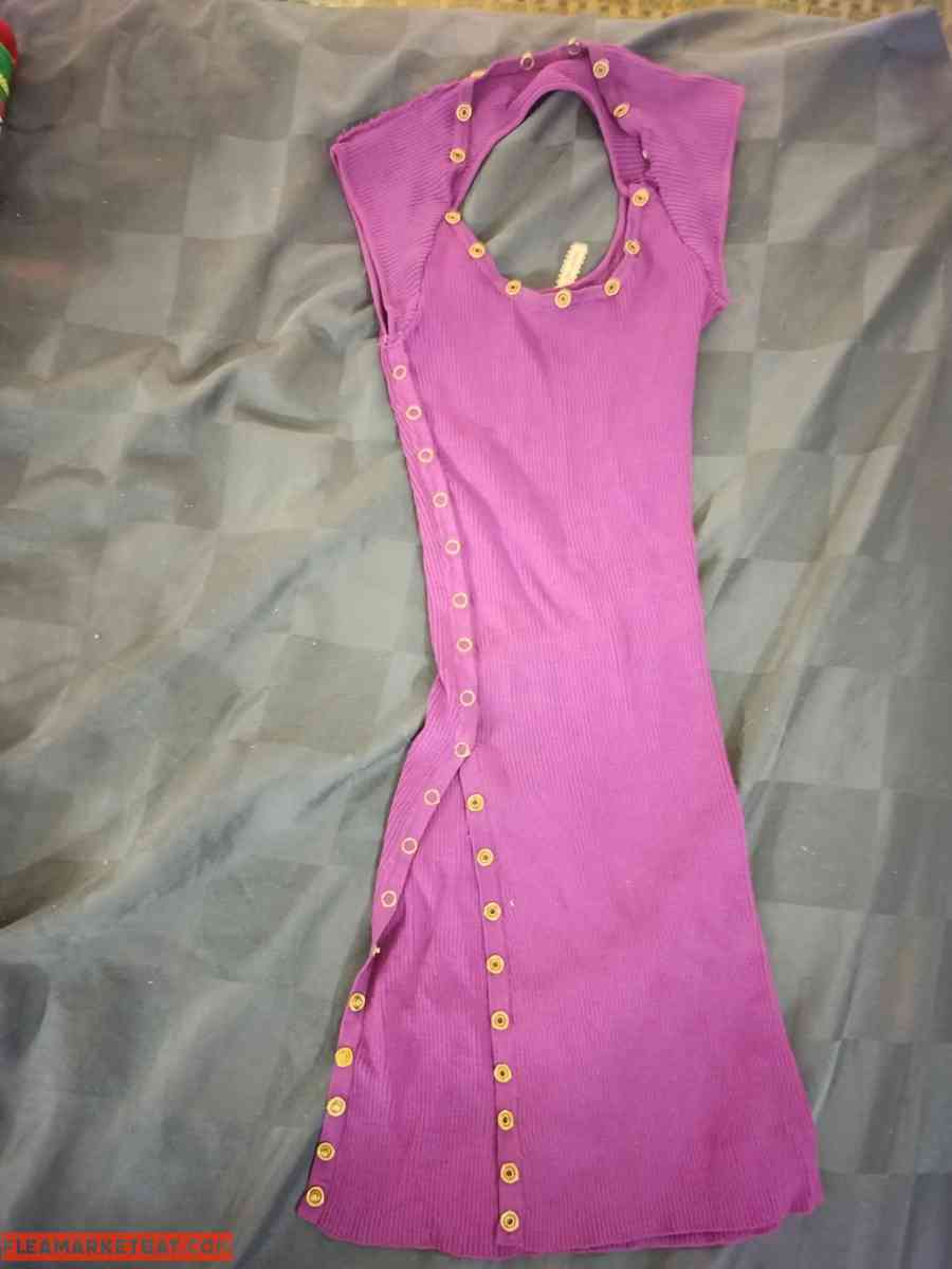 purple snap up dress