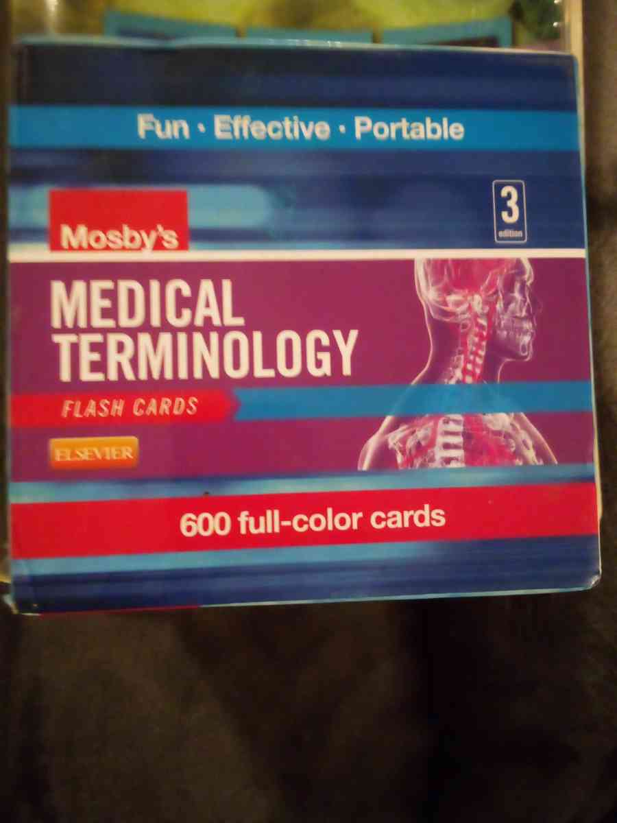 medical books and flash cards