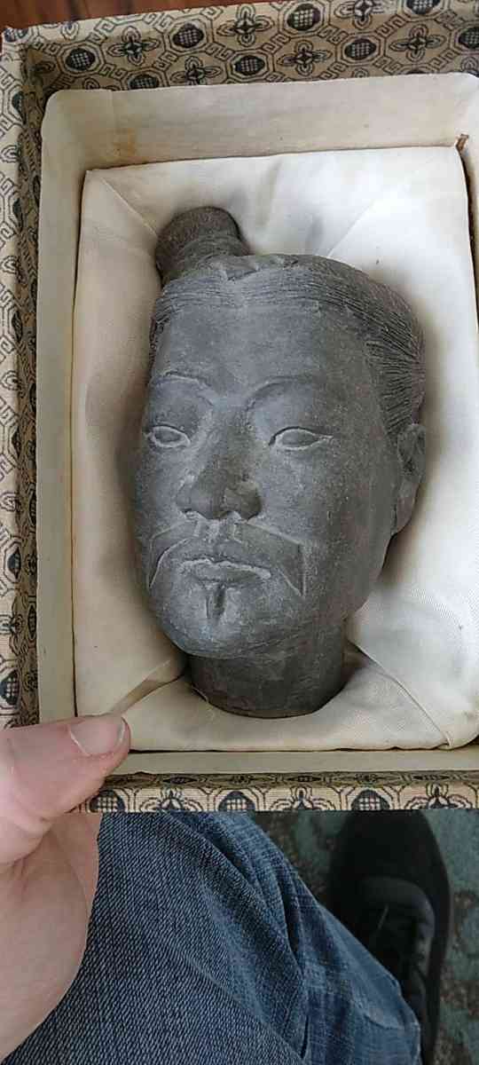 a Chinese  warrior  stone headhead