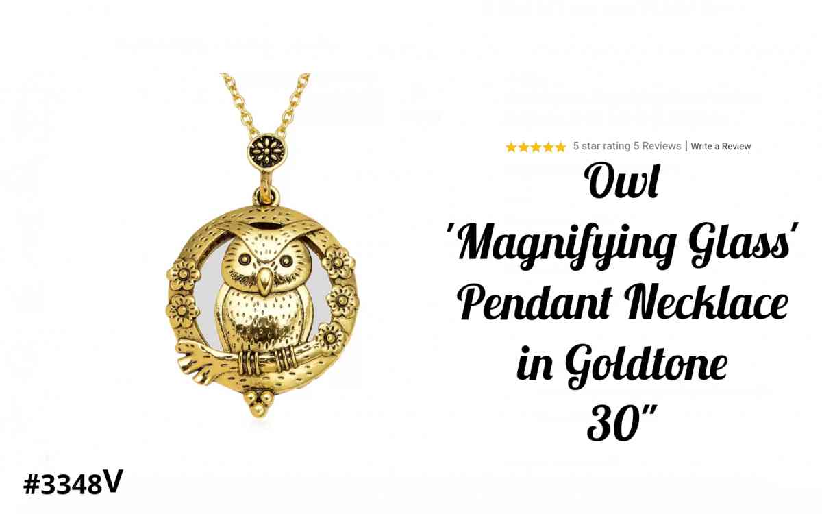 Adorable Owl magnifying glass necklace, 30"