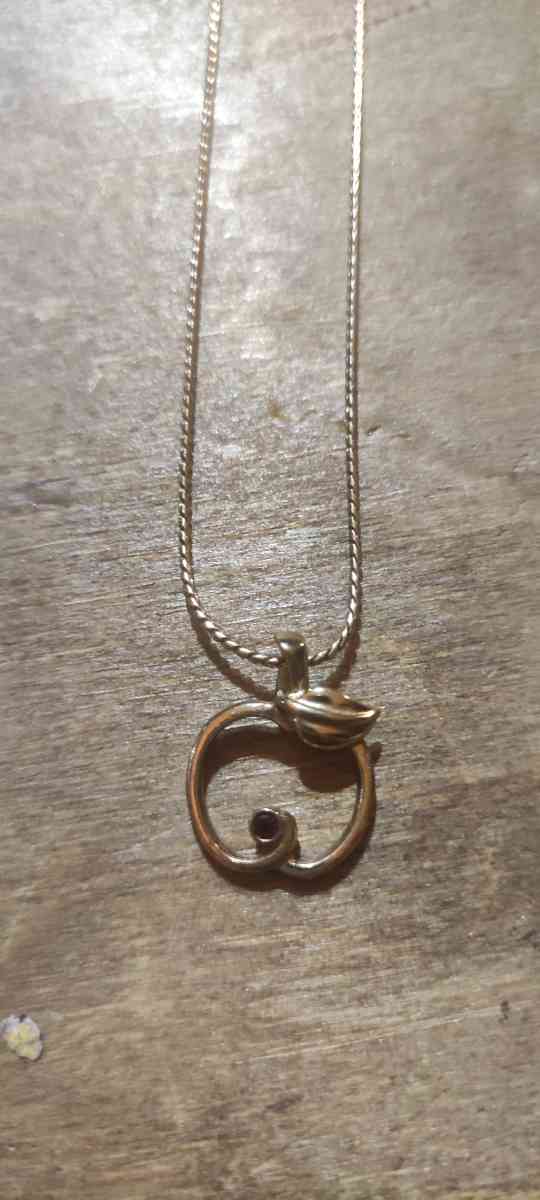 Tiny red crystal apple pendant on gold chain retails 106