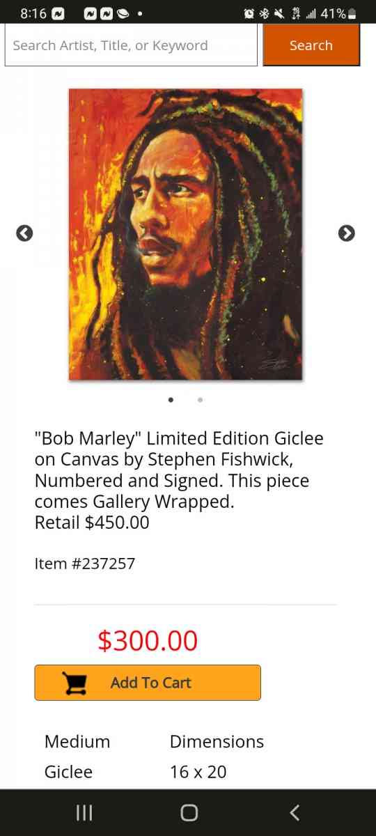 3 times larger than in the photo Gilcee bobMarley print