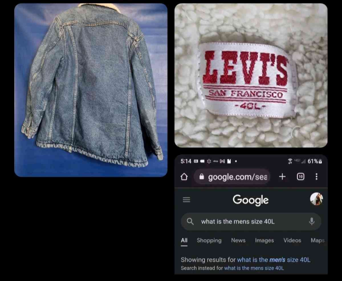 Vintage Levis Jean Trucker Sherpa lined jacket size 40L Mens