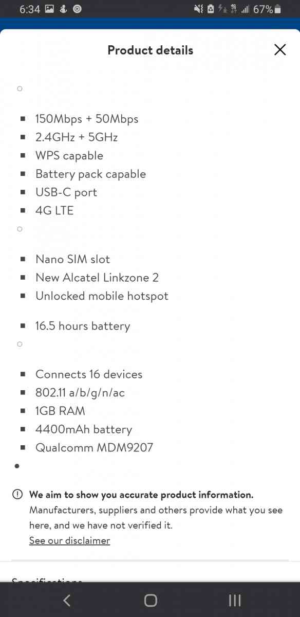 Amazon Echo Dot and Alcatel Link Zone 2 Mobile Hotspot