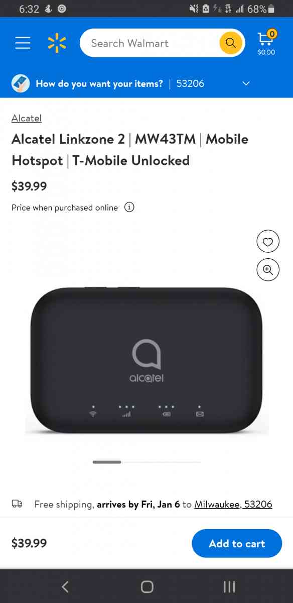 Amazon Echo Dot and Alcatel Link Zone 2 Mobile Hotspot