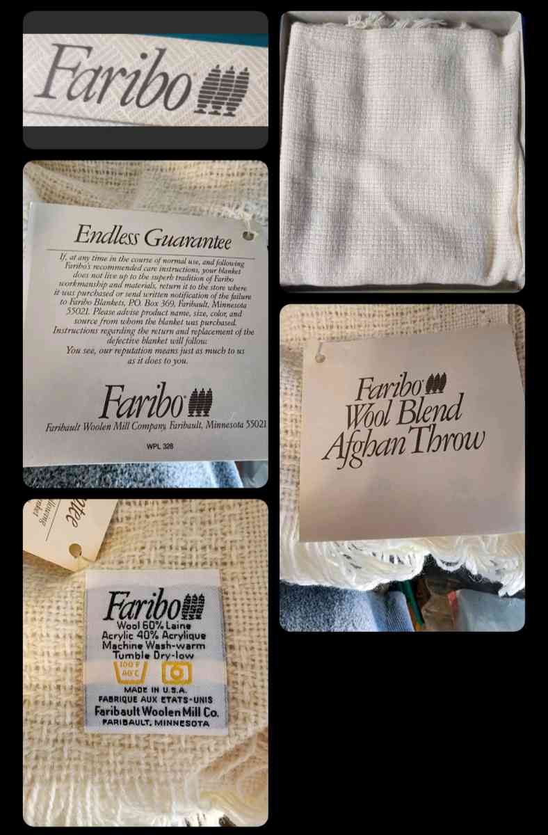 Faribo Wool Blend 50x60 Throw New in Box Vintage