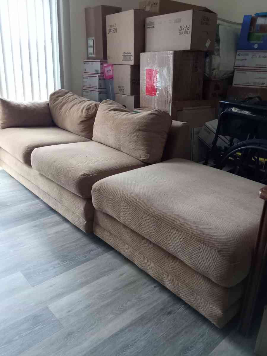 sofa with ottoman and two end tables