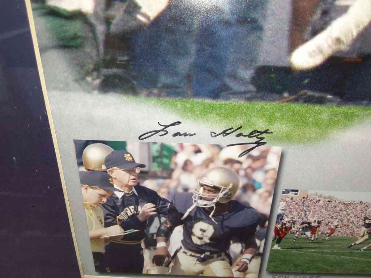 photo of 1988 Notre Dame versus Miami with autographs